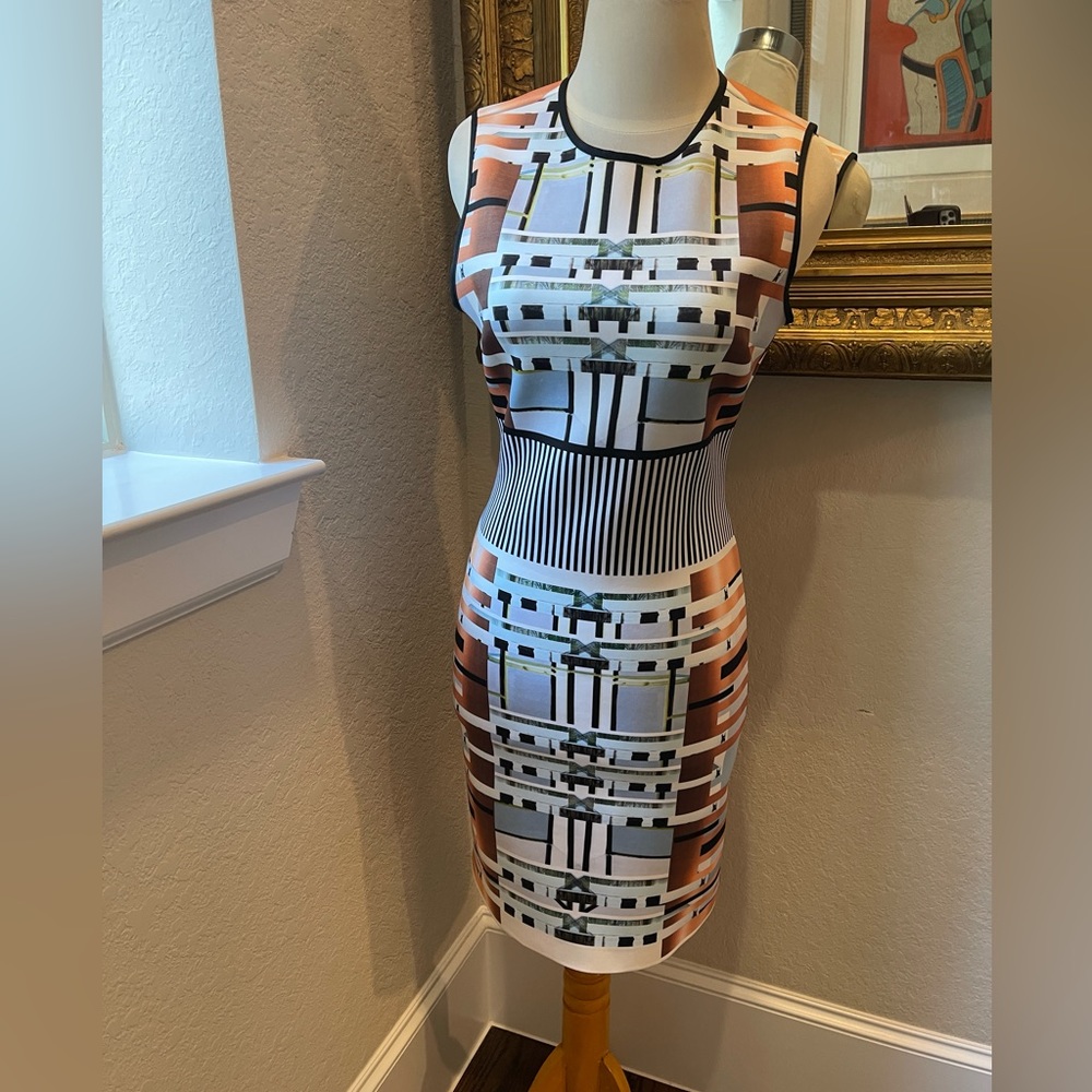 Clover Canyon Neoprene Digital Print Sheath Dress Medium Excellent Condition